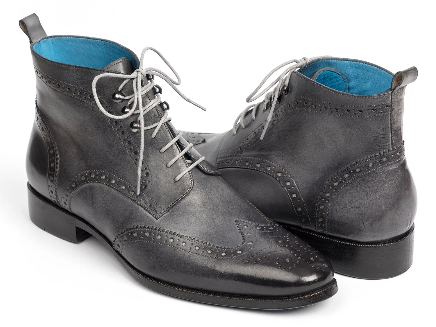 Paul Parkman Wingtip Ankle Boots, Gray Hand-Painted