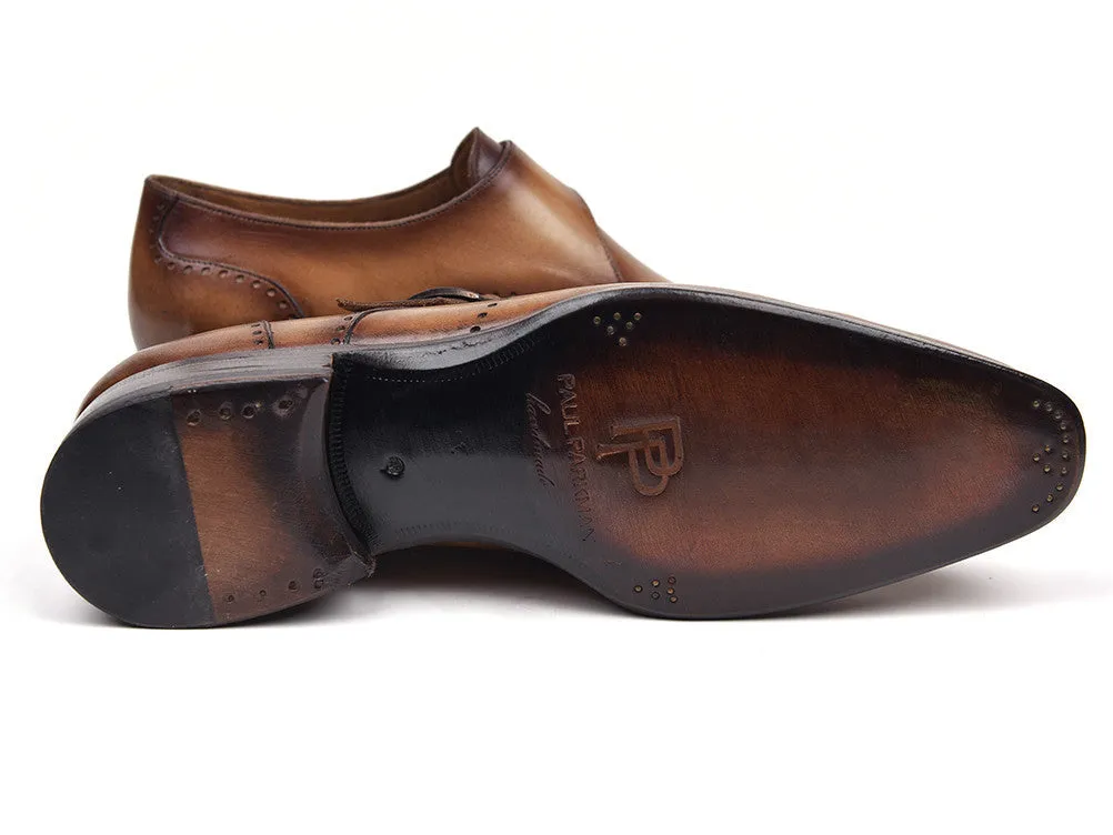 Paul Parkman Wingtip Single Monkstraps, Brown & Camel