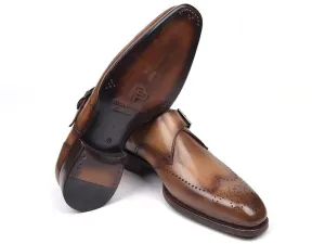Paul Parkman Wingtip Single Monkstraps, Brown & Camel