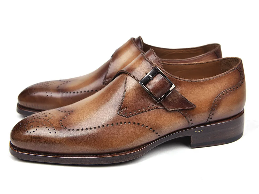 Paul Parkman Wingtip Single Monkstraps, Brown & Camel