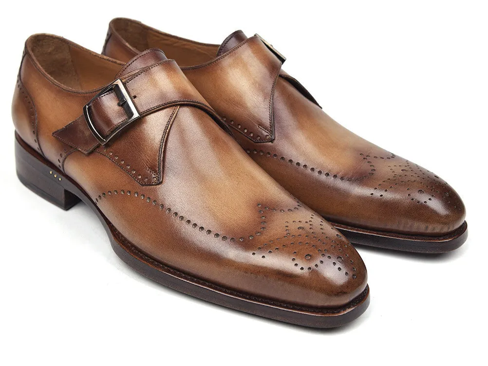 Paul Parkman Wingtip Single Monkstraps, Brown & Camel