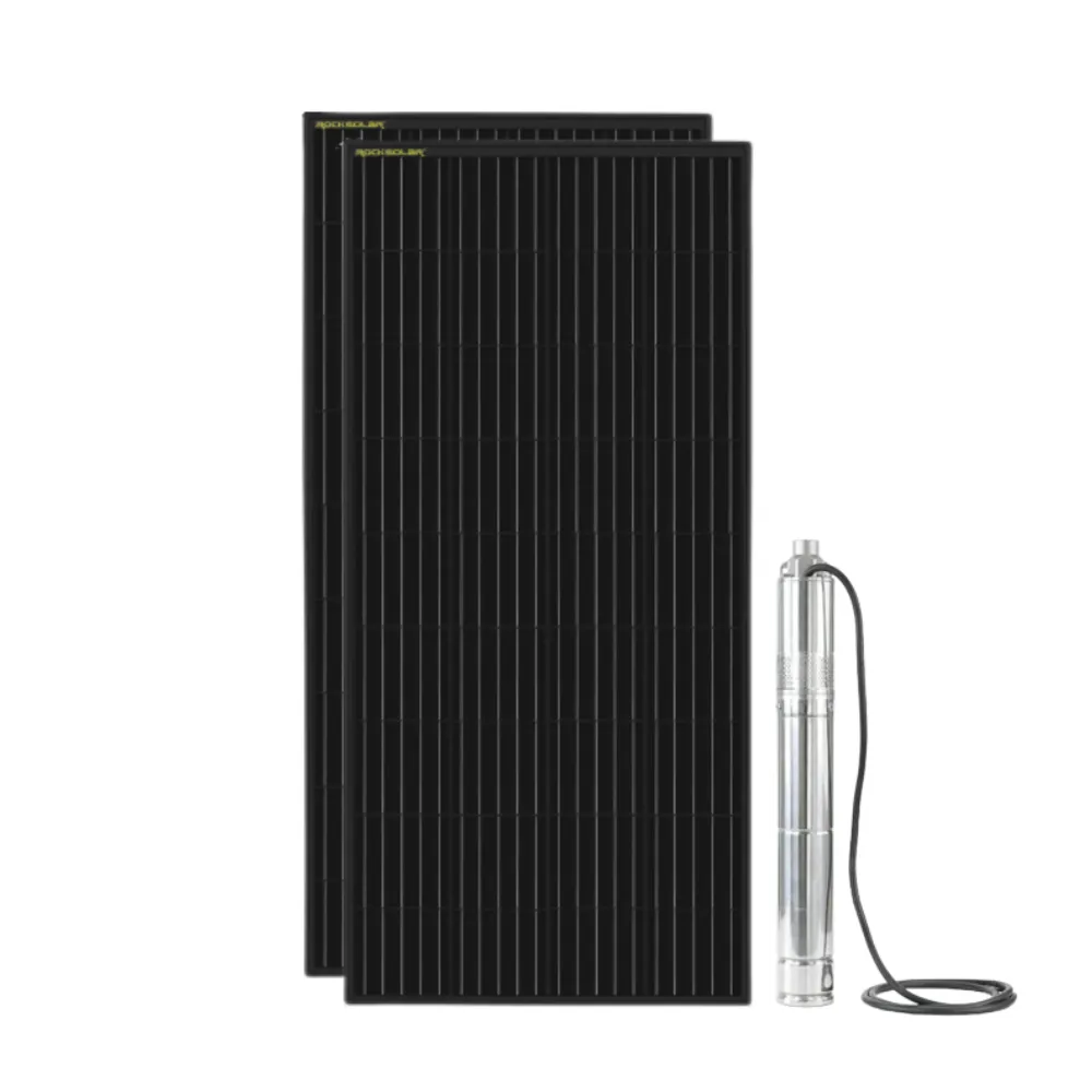 Rocksolar 24V 1/3 HP Solar DC Brushless Submersible Well Pump   400W Rigid Solar Panel Kit