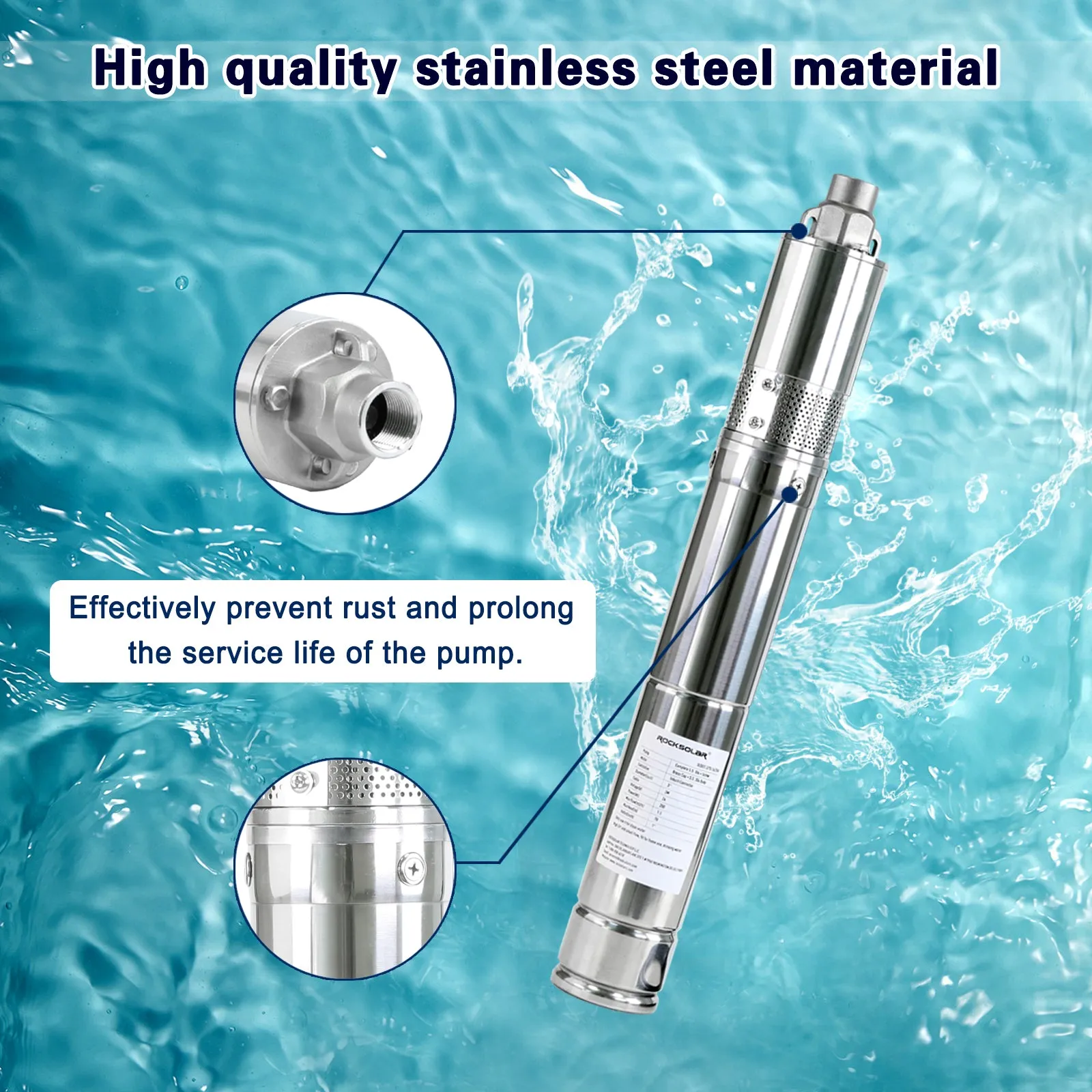 Rocksolar 24V 1/3 HP Solar DC Brushless Submersible Well Pump   400W Rigid Solar Panel Kit