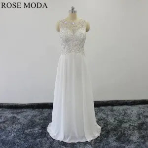 Rosemoda Elegant Delicate Beaded Flowy Chiffon Wedding Dress