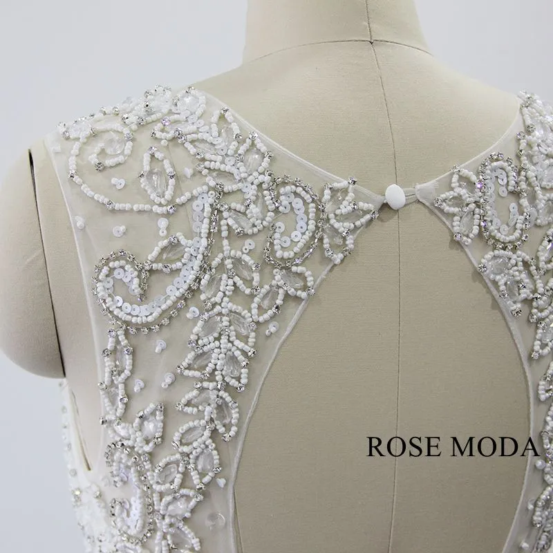 Rosemoda Elegant Delicate Beaded Flowy Chiffon Wedding Dress