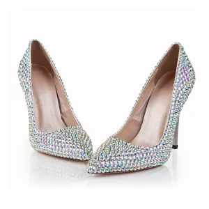 Round ToeWedding Microfiber Sexy Rhinestone Pumps