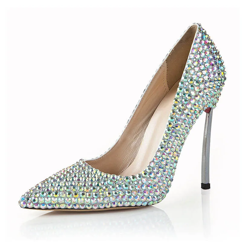 Round ToeWedding Microfiber Sexy Rhinestone Pumps