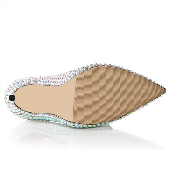 Round ToeWedding Microfiber Sexy Rhinestone Pumps