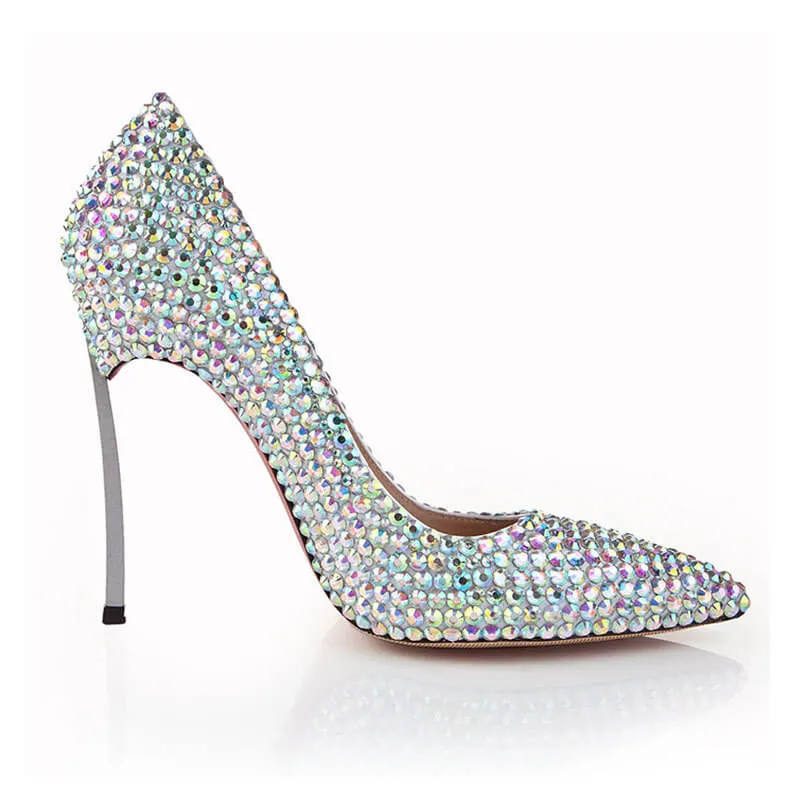 Round ToeWedding Microfiber Sexy Rhinestone Pumps