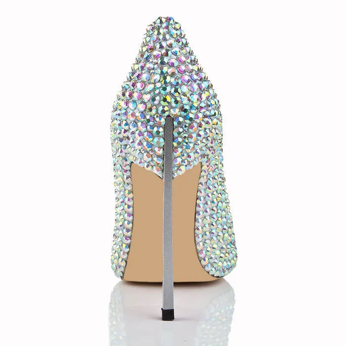 Round ToeWedding Microfiber Sexy Rhinestone Pumps