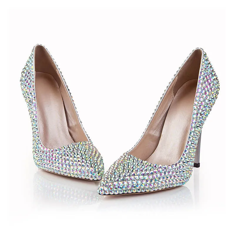 Round ToeWedding Microfiber Sexy Rhinestone Pumps