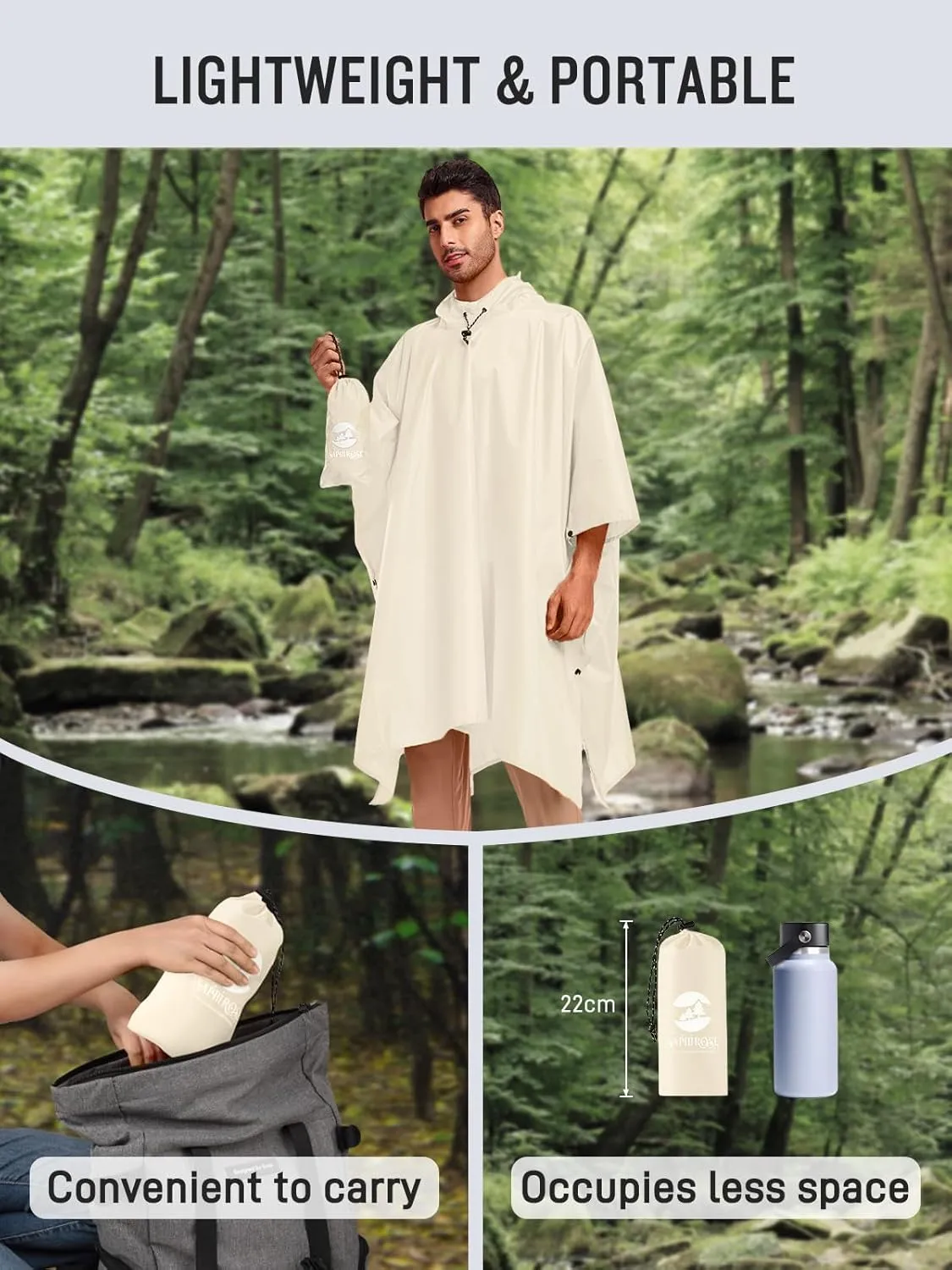 SaphiRose Hooded Rain Poncho Waterproof Raincoat Jacket for Men Women Adults