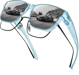 URUMQI Polarized Sunglasses Fit Over Glasses for Men Women, Oversized Square Sun Glasses UV400 Protection Shades