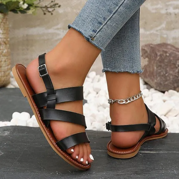 Women's Fashion Casual Buckled Flat Sandals 63998330S