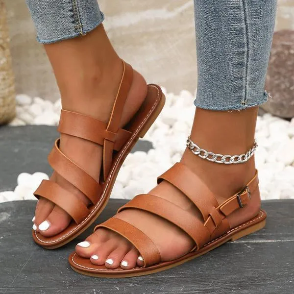Women's Fashion Casual Buckled Flat Sandals 63998330S