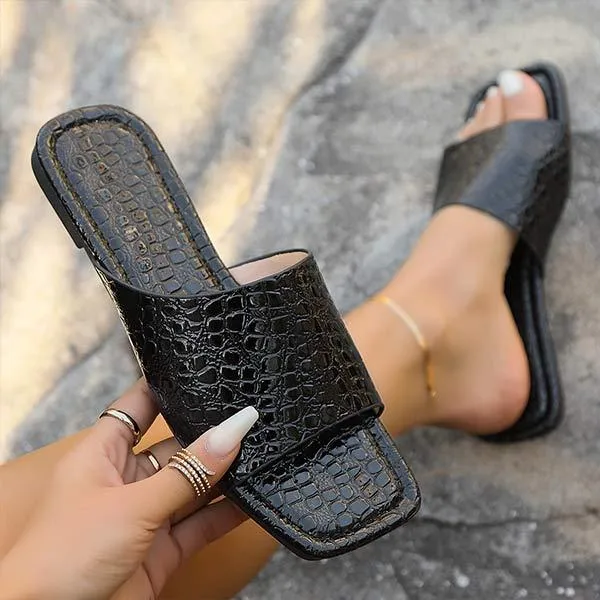 Women's Square-Toe Flat Slide Sandals 67463965C