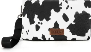 Wrangler Wristlet Wallet RFID Blocking Clutch Bifold Purse Women Credit Card Holder Cow Print with Crossbody Strap