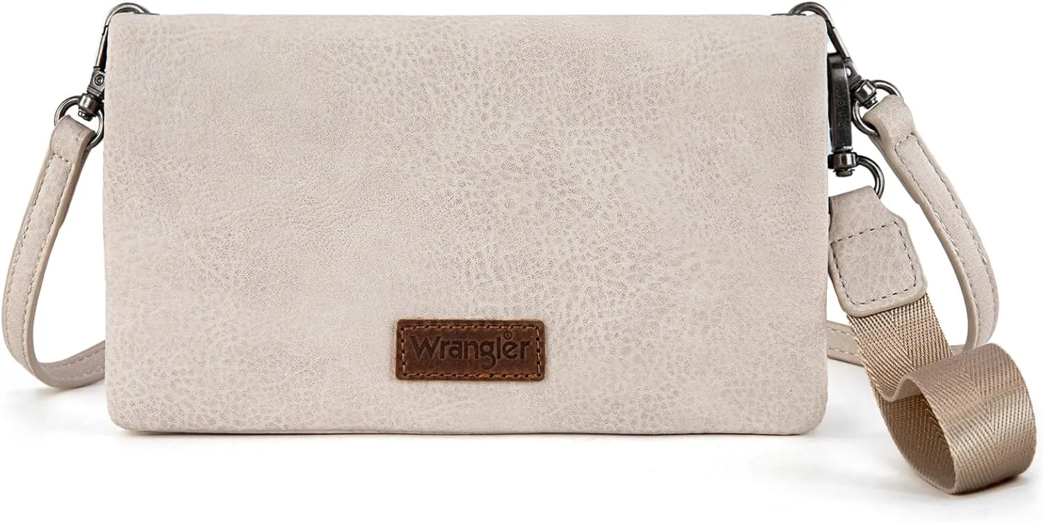 Wrangler Wristlet Wallet RFID Blocking Clutch Bifold Purse Women Credit Card Holder Cow Print with Crossbody Strap