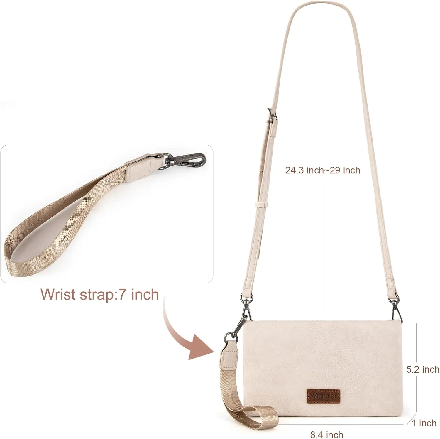 Wrangler Wristlet Wallet RFID Blocking Clutch Bifold Purse Women Credit Card Holder Cow Print with Crossbody Strap