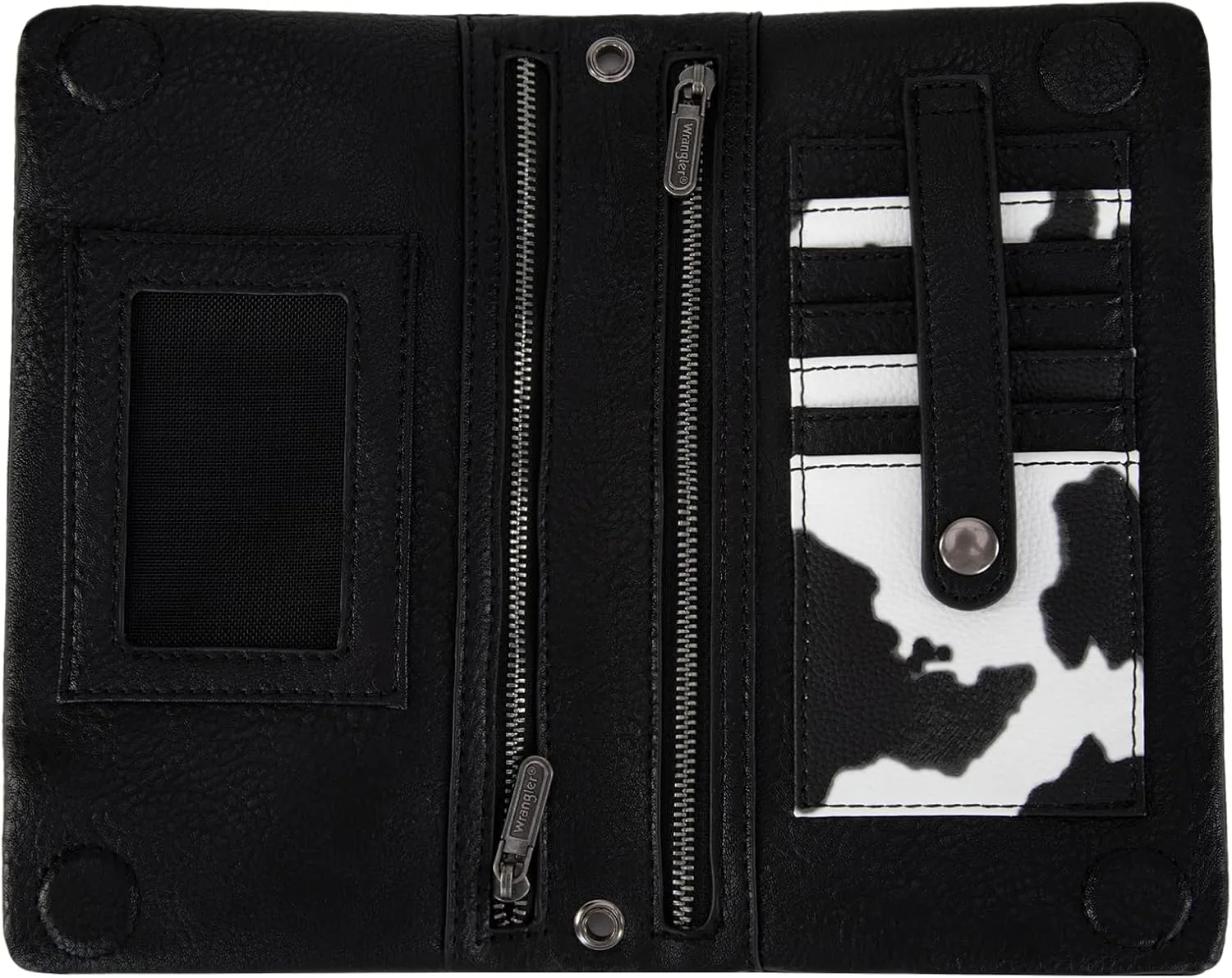 Wrangler Wristlet Wallet RFID Blocking Clutch Bifold Purse Women Credit Card Holder Cow Print with Crossbody Strap