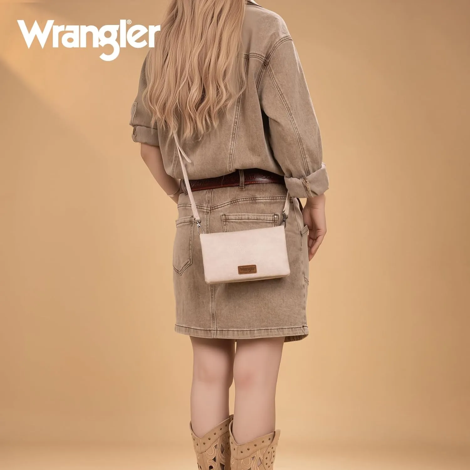 Wrangler Wristlet Wallet RFID Blocking Clutch Bifold Purse Women Credit Card Holder Cow Print with Crossbody Strap