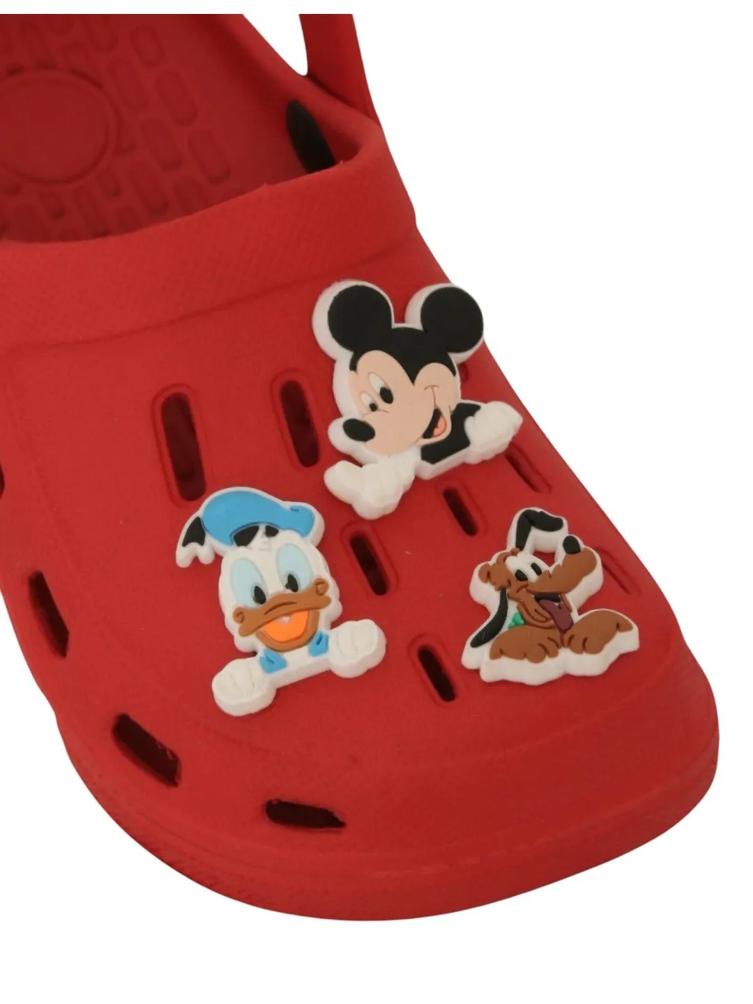 Yellow Bee Boys’ Disney Clogs Mickey Mouse, Donald Duck & Pluto Charms – Red