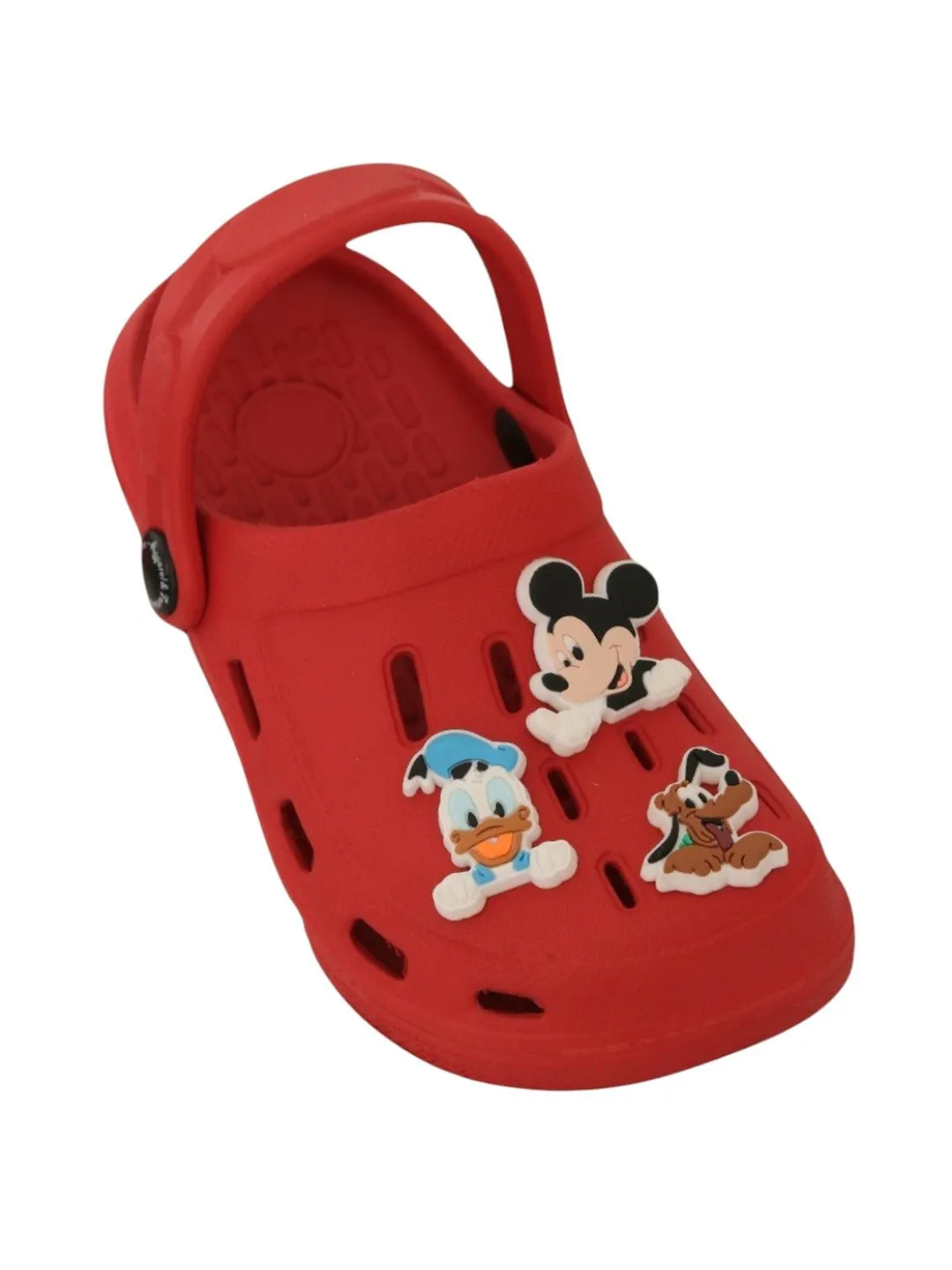 Yellow Bee Boys’ Disney Clogs Mickey Mouse, Donald Duck & Pluto Charms – Red