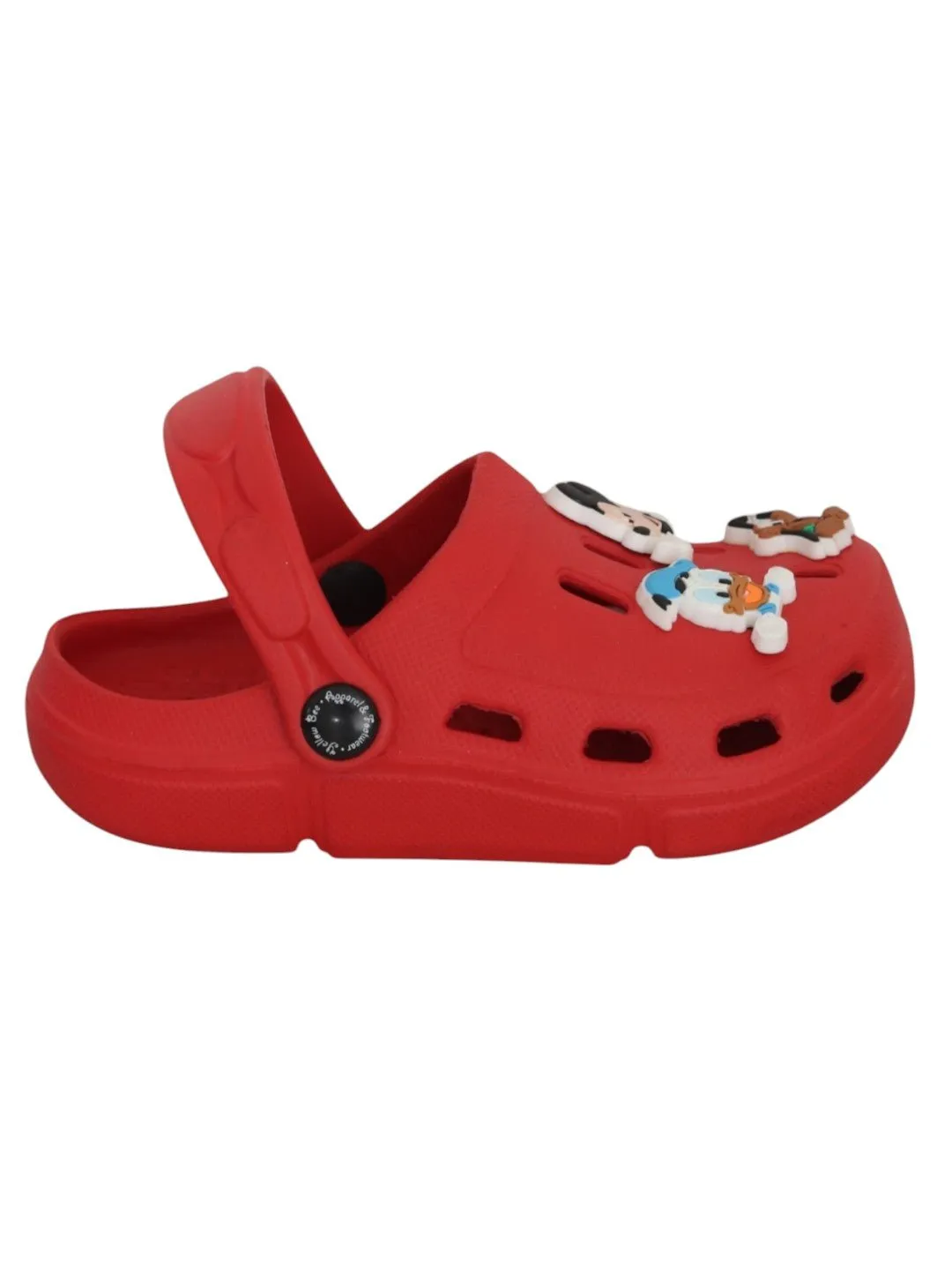 Yellow Bee Boys’ Disney Clogs Mickey Mouse, Donald Duck & Pluto Charms – Red